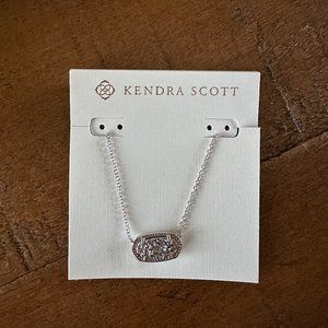 Kendra Scott Elisa Silver Pendant Necklace in Platinum Drusy